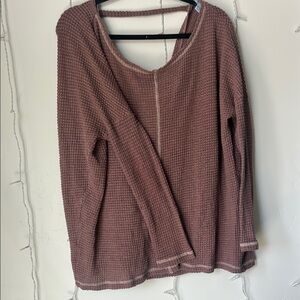 Women's Mauve Waffle Knit Top
